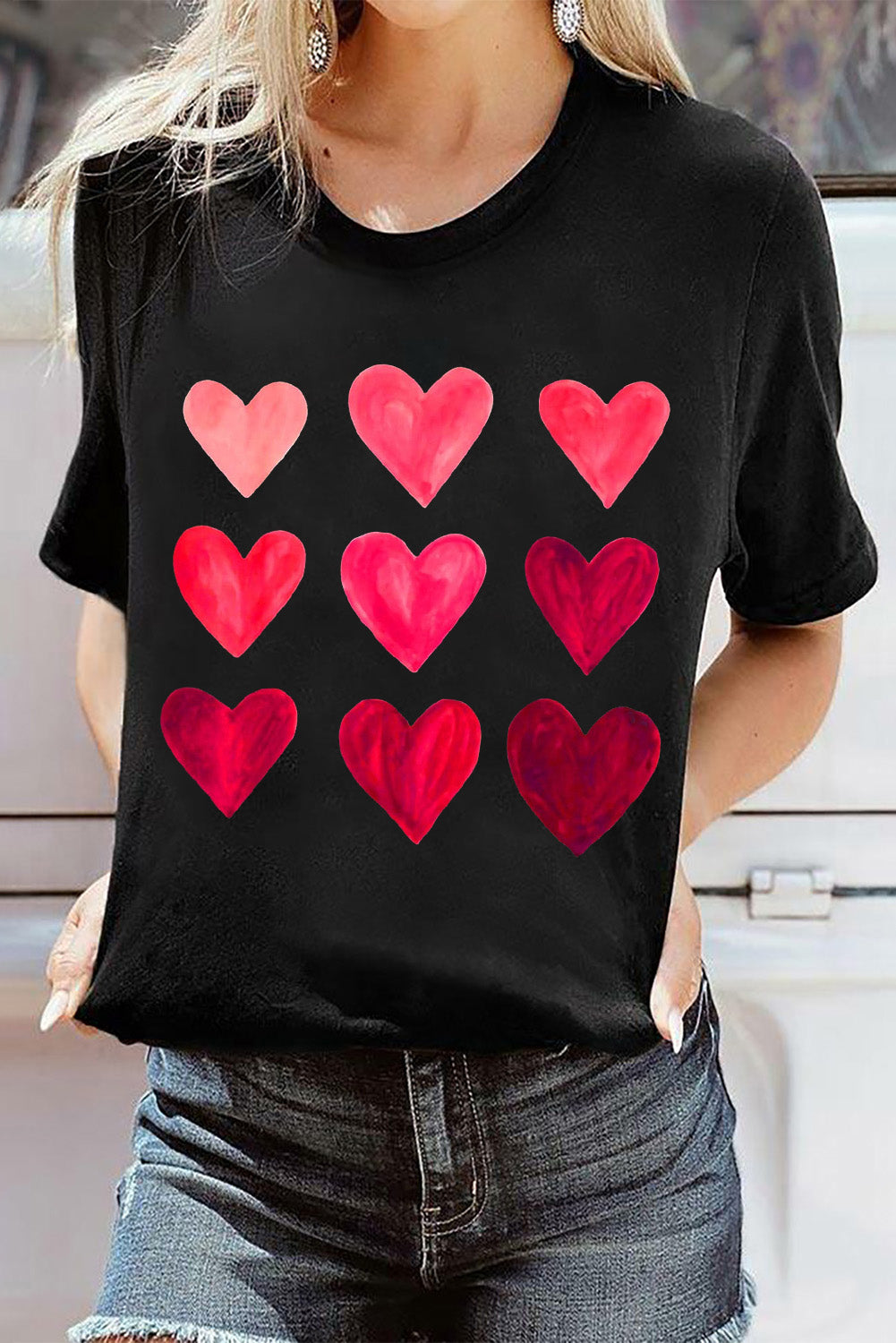 Black Valentine's Day Heart Graphic Tee Graphic Tees JT's Designer Fashion