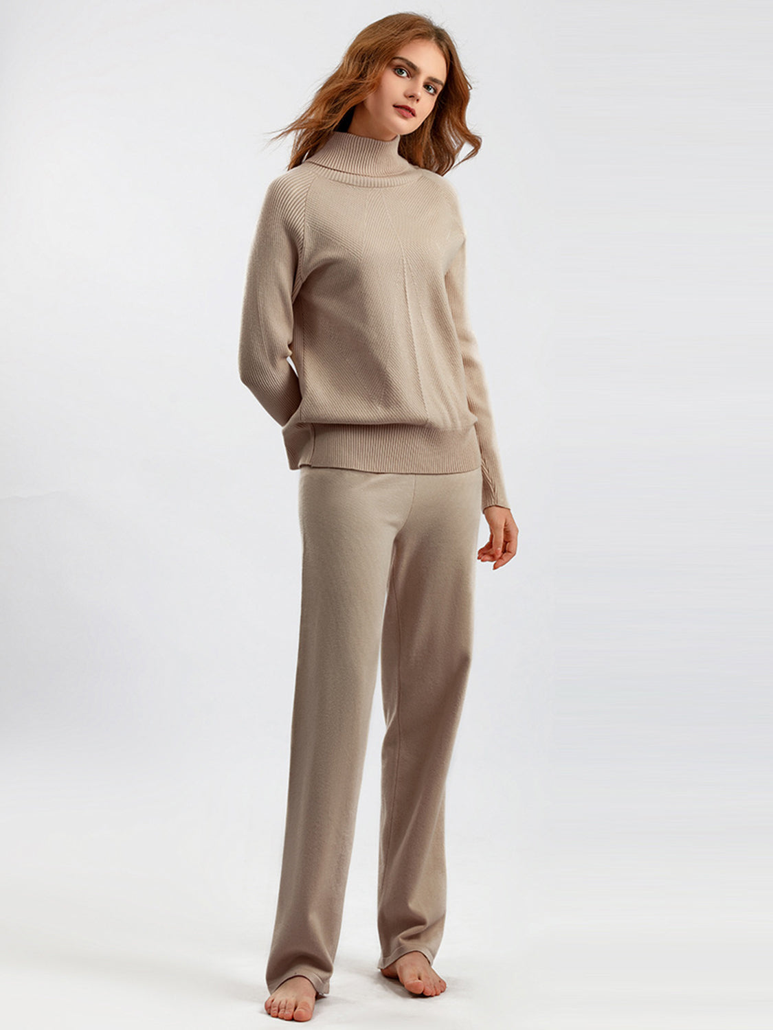 Turtleneck Raglan Sleeve Top and Pants Sweater Set Pant Sets JT's Designer Fashion