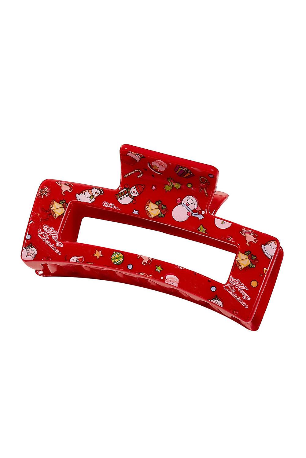 Racing Red Cartoon Christmas Pattern Print Hollow Out Hair Clip Headwear JT's Designer Fashion