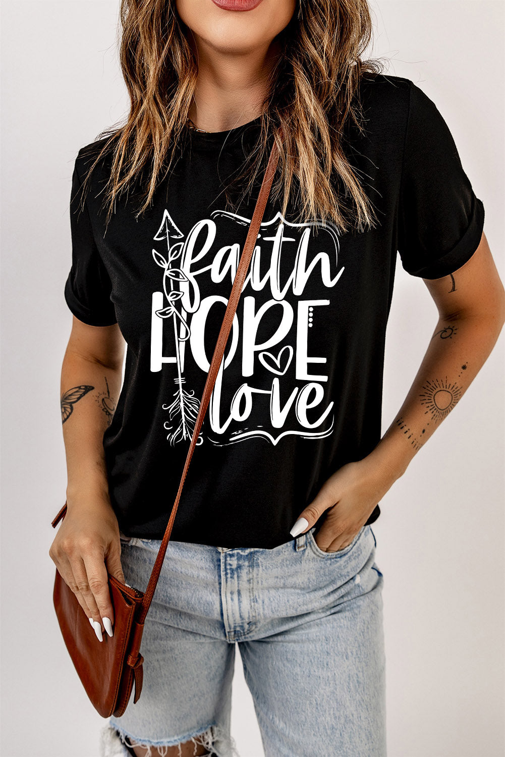 Black Faith Hope Love Graphic T Shirt Graphic Tees JT's Designer Fashion