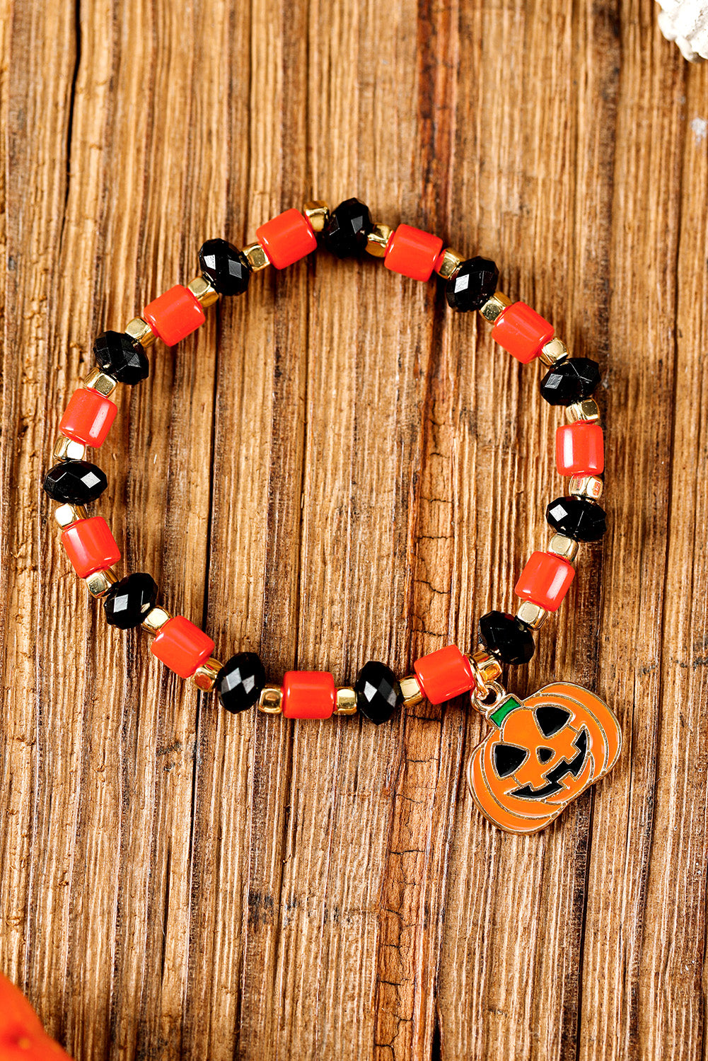 Russet Orange Jack-o-lantern Halloween Beaded Bracelet Jewelry JT's Designer Fashion