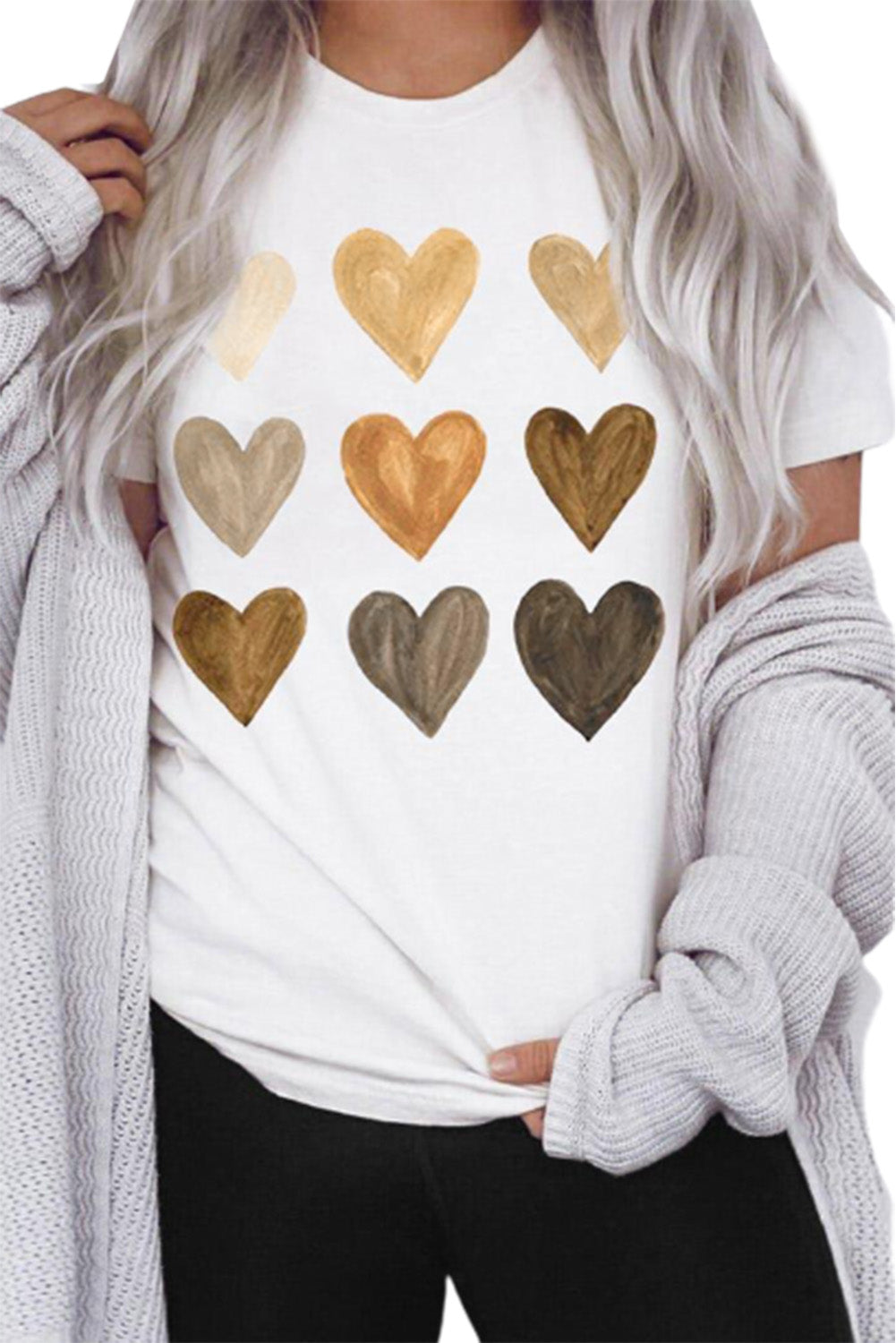 White Be Kind Heart Shape Print Graphic Tee Graphic Tees JT's Designer Fashion