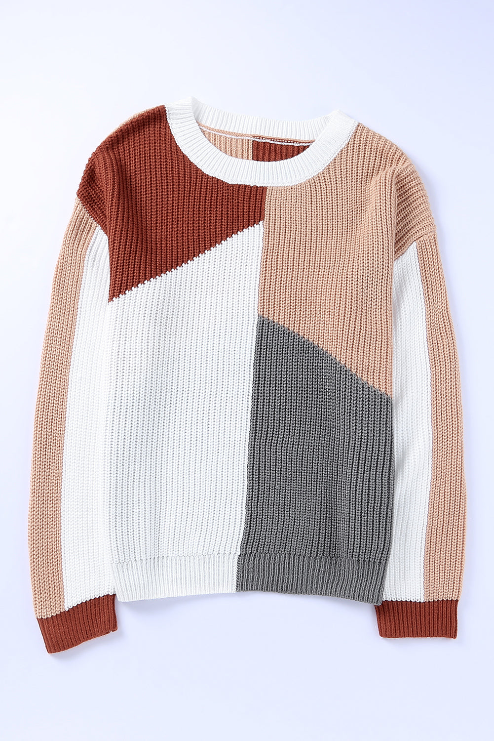 Multicolor Loose Fit Color Block Knit Sweater Sweaters & Cardigans JT's Designer Fashion