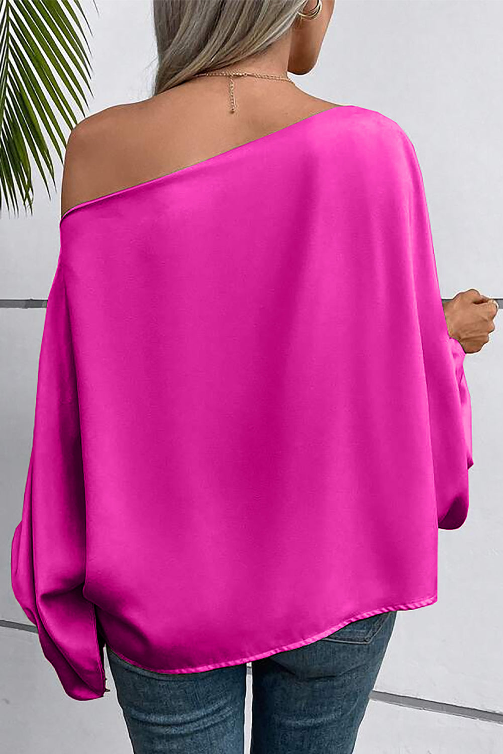 Bright Pink One Shoulder Asymmetrical Neck Balloon Sleeve Blouse Pre Order Tops JT's Designer Fashion