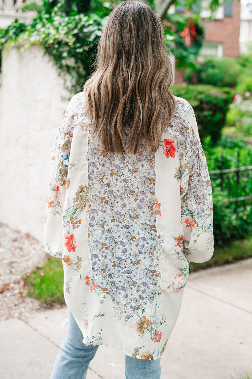 Purple Boho Floral Bishop Sleeve Button Up Loose Shirt Blouses & Shirts JT's Designer Fashion