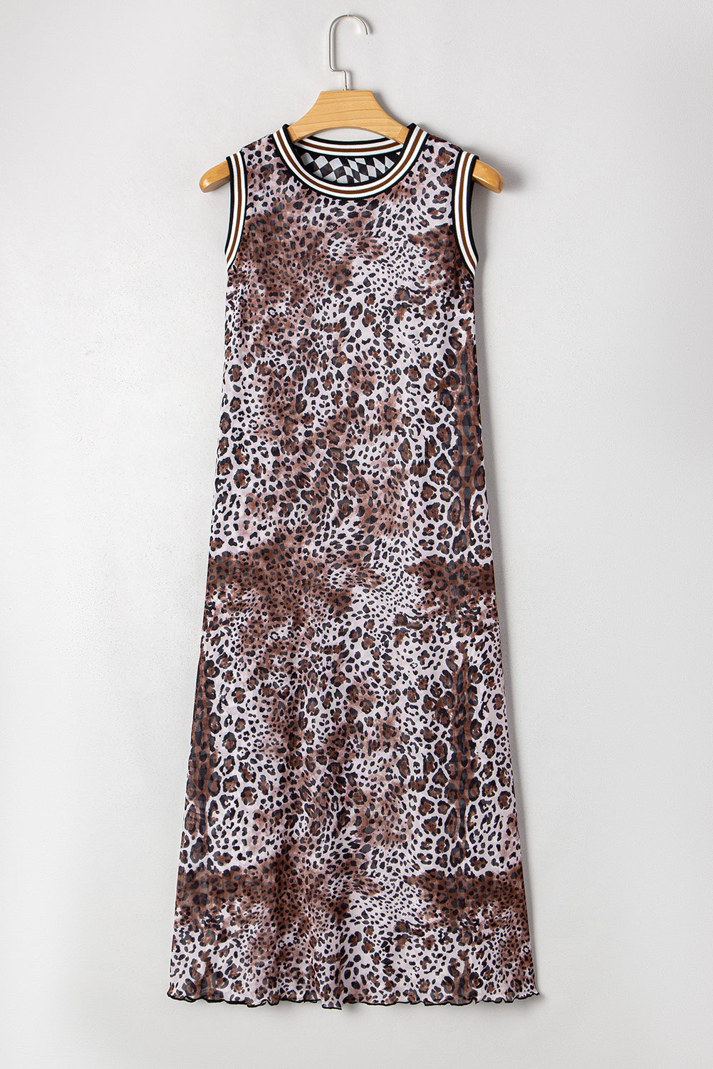 Multicolour Leopard Checkered Double Printed Reversible Sleeveless Long Dress Maxi Dresses JT's Designer Fashion