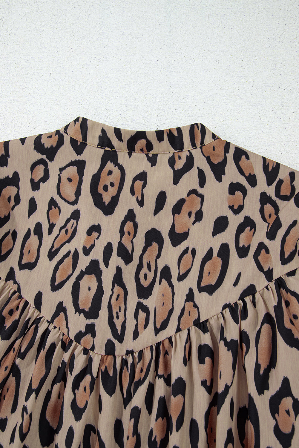 Light French Beige Oversized Leopard Print Balloon Sleeve Casual Shirt Blouses & Shirts JT's Designer Fashion