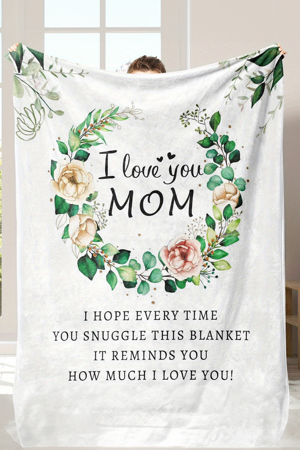 White I Love You MOM Floral Large Blanket 130*150cm Other Accessories JT's Designer Fashion