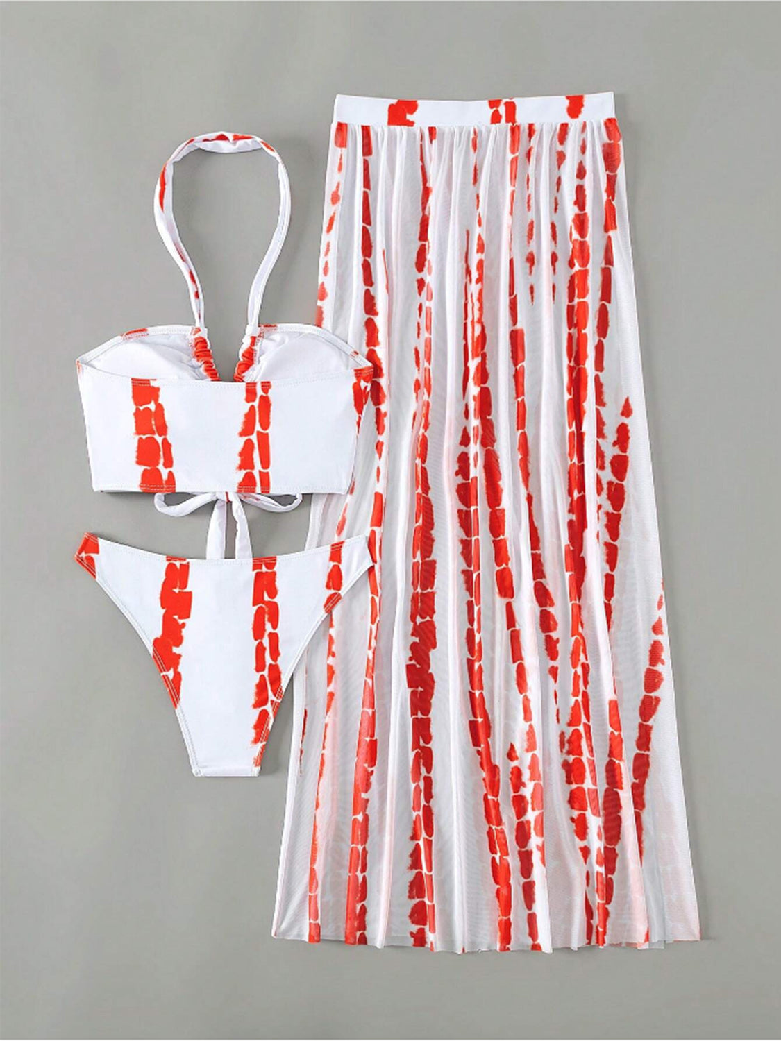 Printed Halter Neck Three-Piece Swim Set Bikinis JT's Designer Fashion