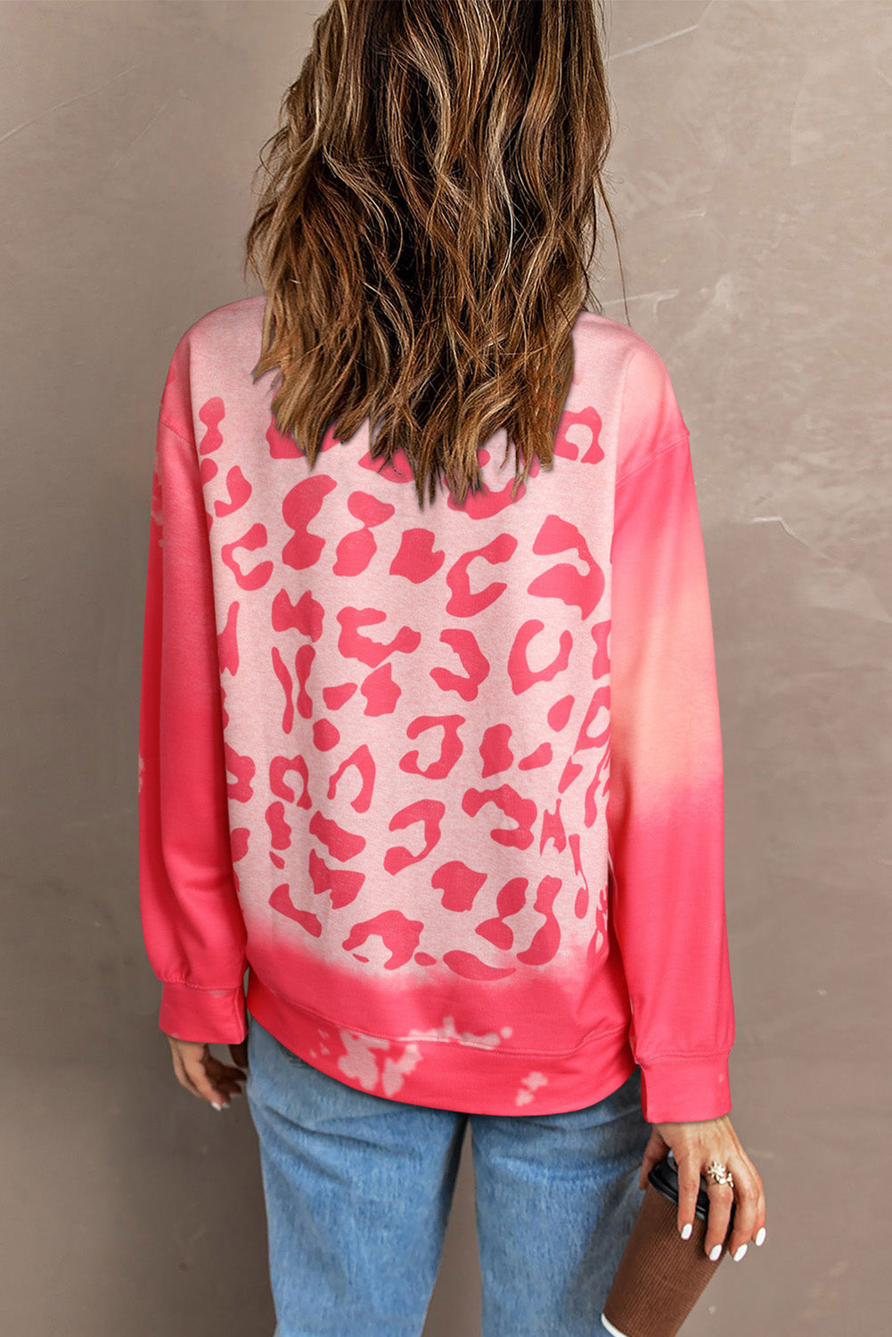 Pink Be Kind Leopard Heart Print Long Sleeve Sweatshirt Graphic Sweatshirts JT's Designer Fashion