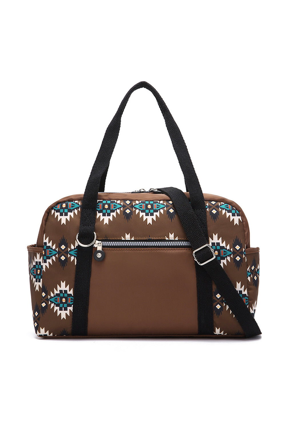 Coffee Western Aztec Print PU Leather Large Travel Duffel Bag Handbags JT's Designer Fashion