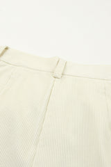 Beige Corduroy High Waist Straight Leg Pants Pants & Culotte JT's Designer Fashion