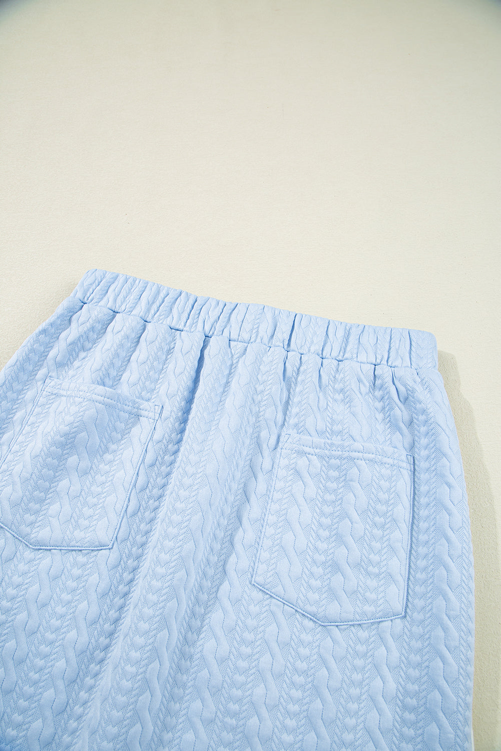 Beau Blue Contrast Trim Textured Crewneck Tee and Pocketed Skirt Set Two Piece Dresses JT's Designer Fashion