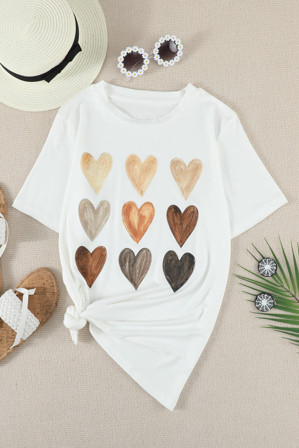 White Be Kind Heart Shape Print Graphic Tee Graphic Tees JT's Designer Fashion