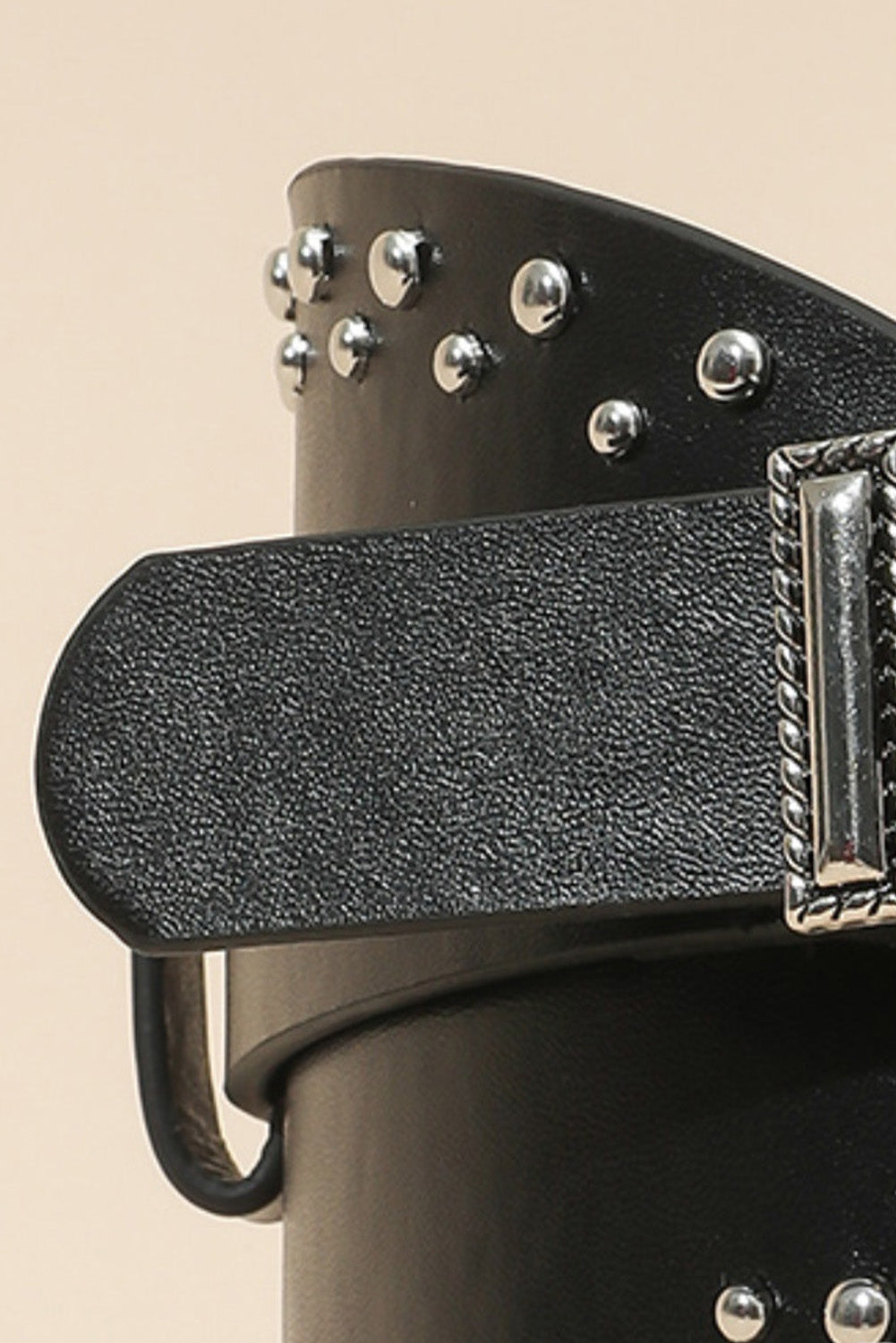 Black Studded Faux Leather Wide Belt Other Accessories JT's Designer Fashion