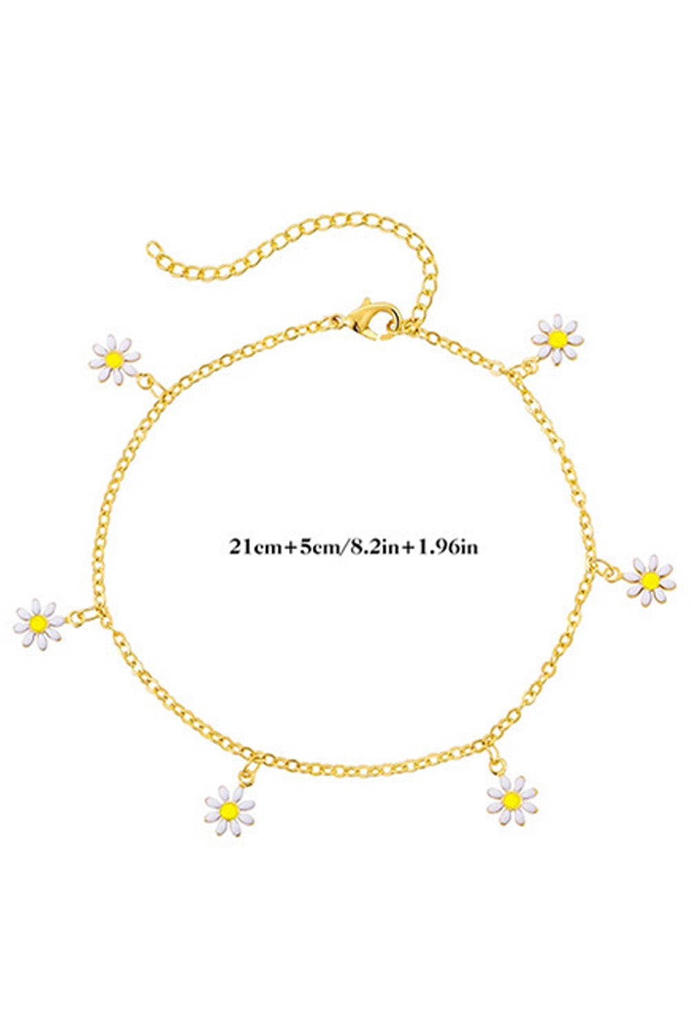 Gold Daisy & Pearl Chain Anklet Jewelry JT's Designer Fashion