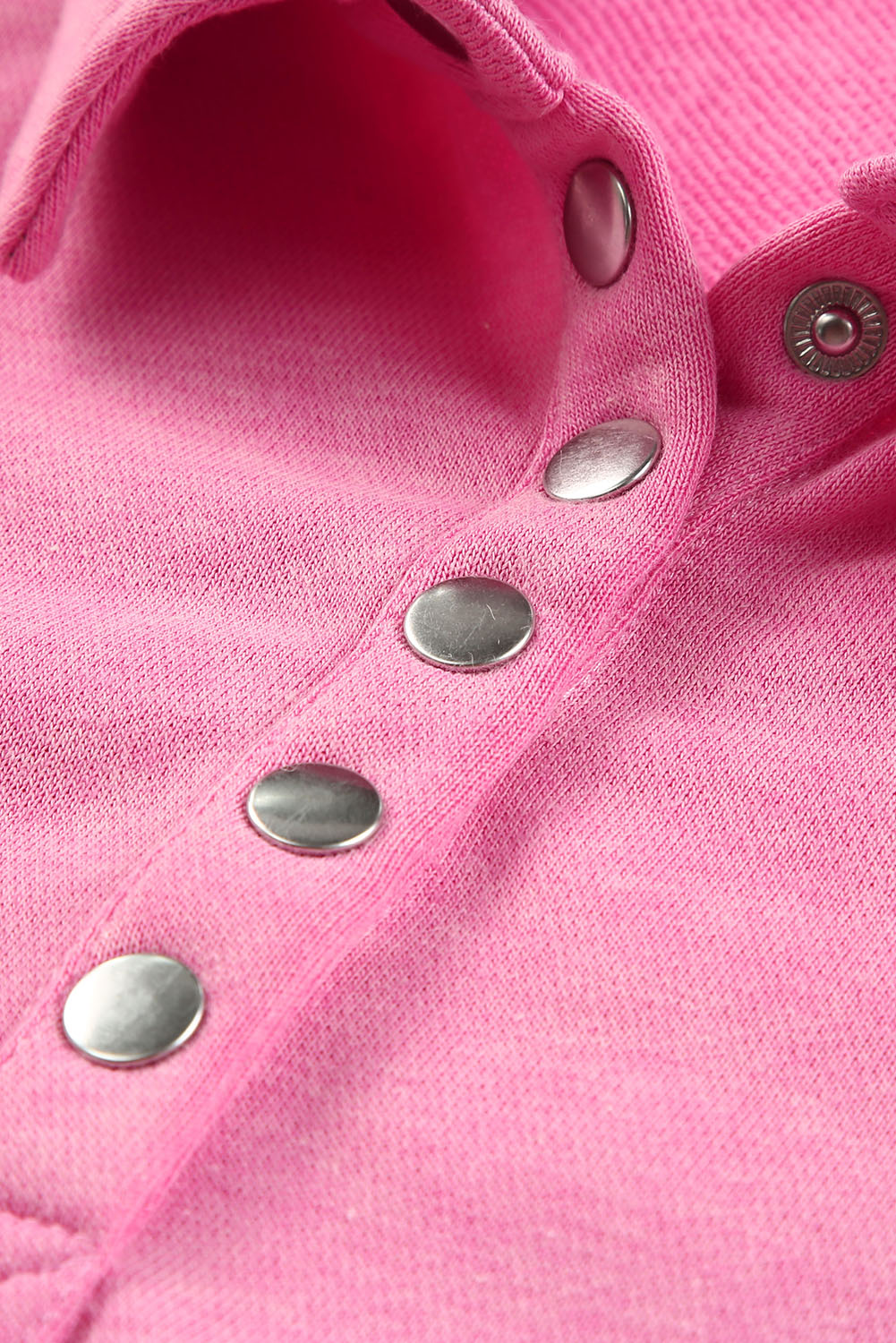 Pink Washed Snap Buttons Lantern Sleeve Pullover Sweatshirt Sweatshirts & Hoodies JT's Designer Fashion