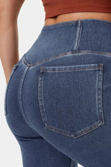 Sail Blue Crossover High Waisted Stretchy Flare Jeans Bottoms JT's Designer Fashion