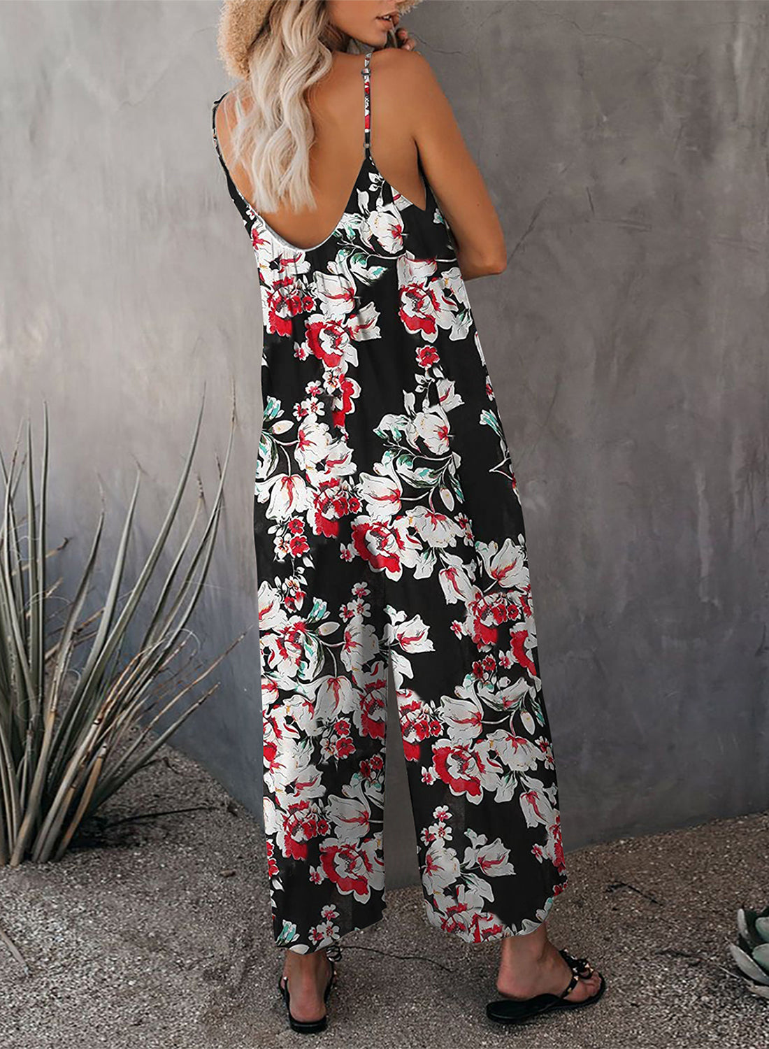 Floral Print Spaghetti Strap Wide Leg jumpsuit Jumpsuits & Rompers JT's Designer Fashion