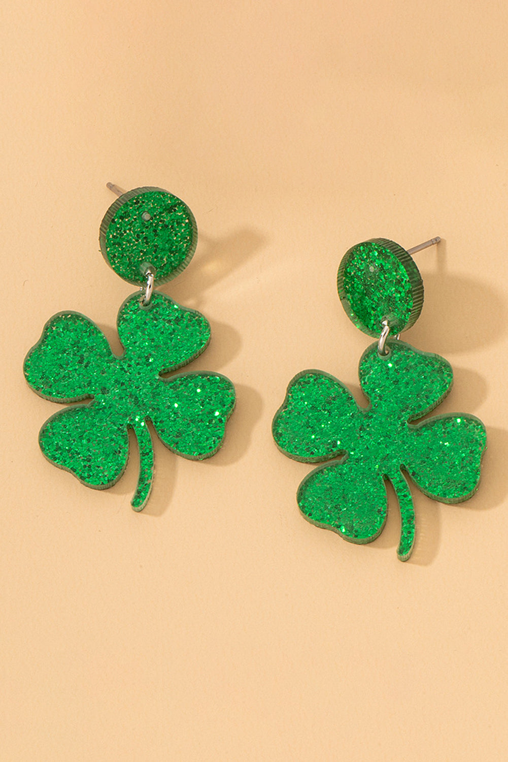 Blackish Green St Patricks Shamrock Shape Stud Earrings Jewelry JT's Designer Fashion