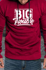 Fiery Red Men's Letter Print Pocketed Color Block Long Sleeve Hoodie Men's Tops JT's Designer Fashion