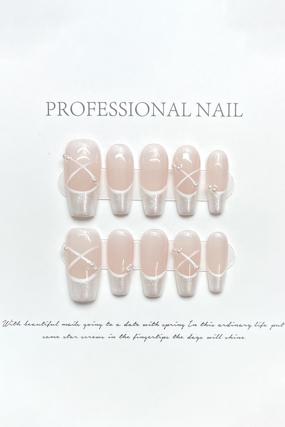 White 10pcs French Style Girly Press-on Nail Stickers Other Accessories JT's Designer Fashion