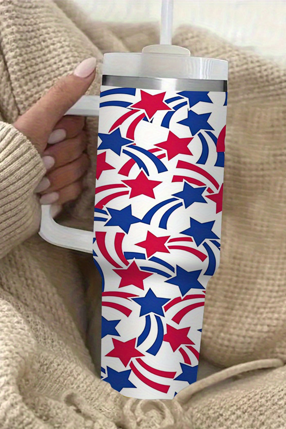 White American Stars Print Large Tumbler 40oz Tumblers JT's Designer Fashion