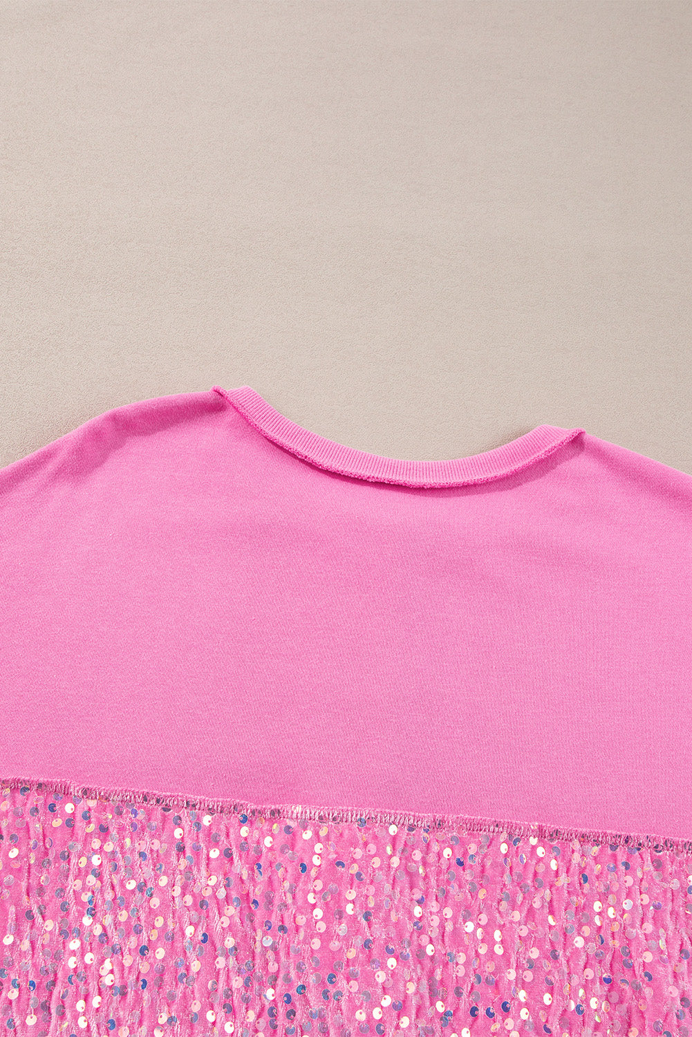 Bonbon Sequin Patchwork High Low Hem Henley Sweatshirt Sweatshirts & Hoodies JT's Designer Fashion