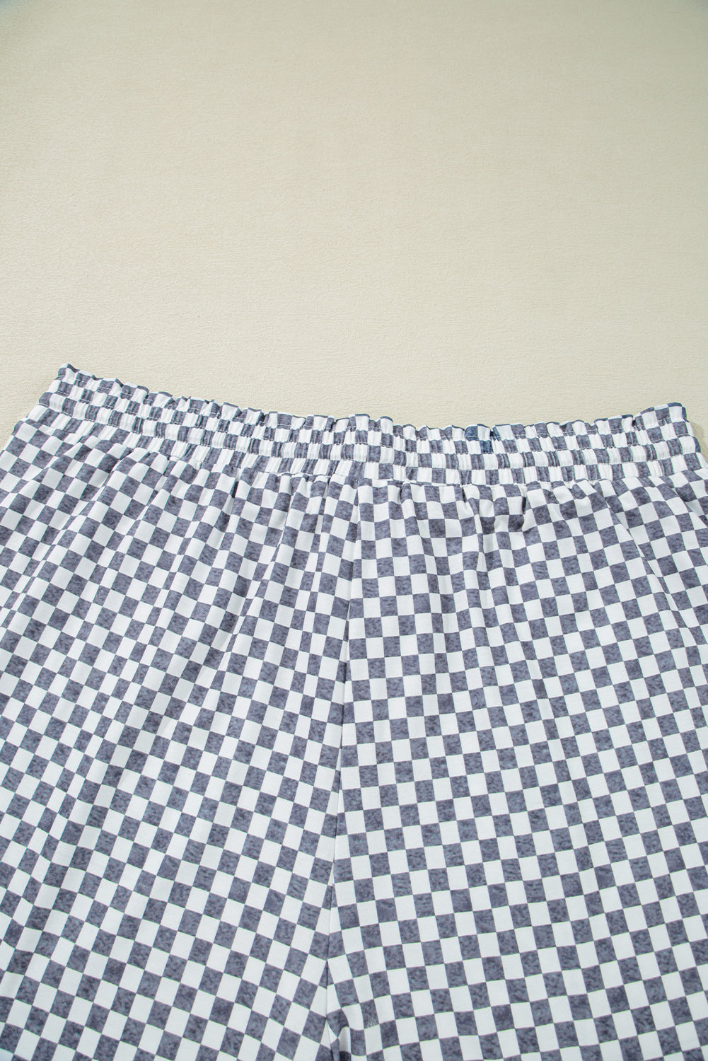 Gray Checkerboard Lace-Up High Waist Plus Size Casual Shorts Plus Size Bottoms JT's Designer Fashion