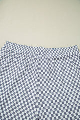 Gray Checkerboard Lace-Up High Waist Plus Size Casual Shorts Plus Size Bottoms JT's Designer Fashion