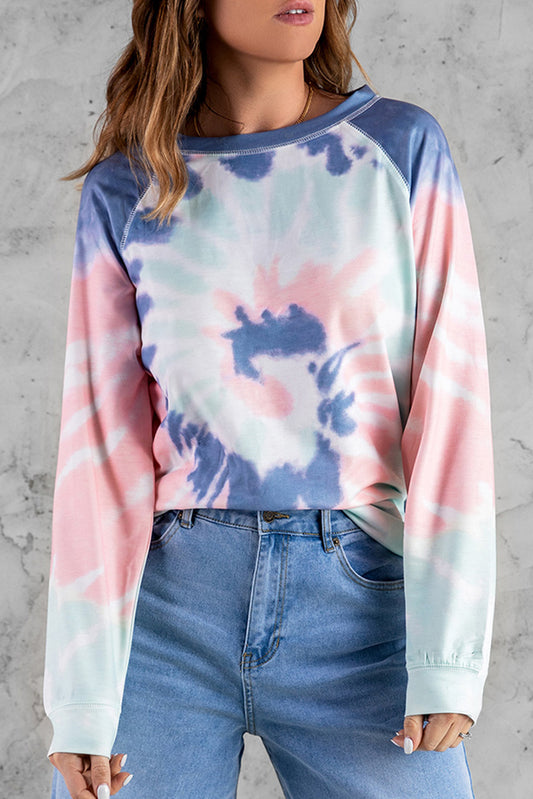 Multicolor Ombre Tie Dye Loose Leisure Sweatshirt Sweatshirts & Hoodies JT's Designer Fashion