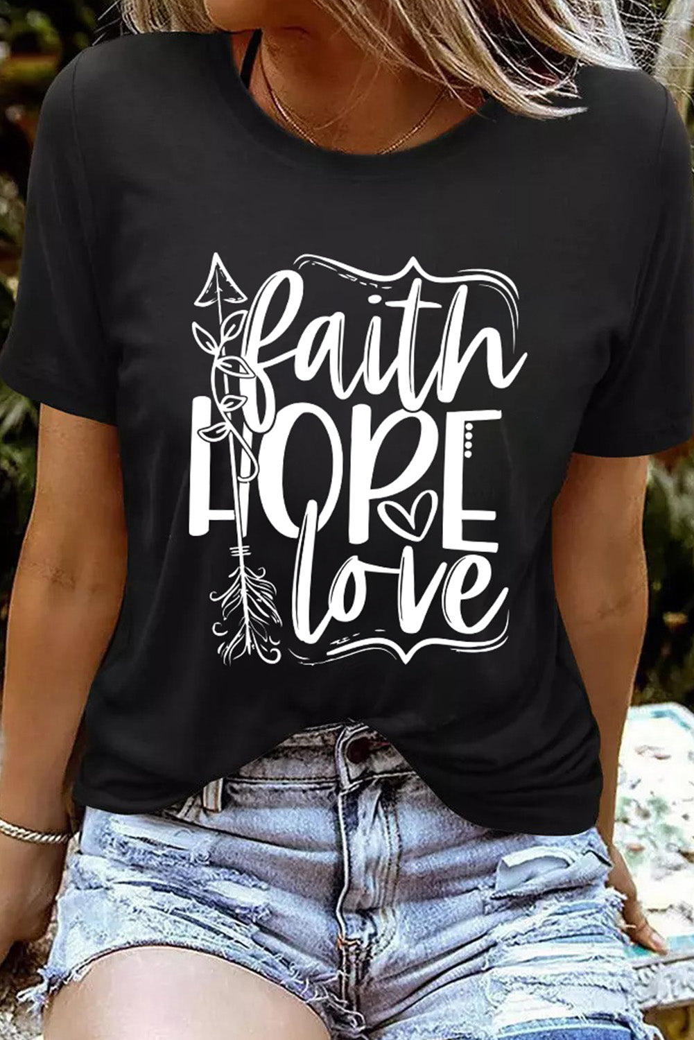 Black Faith Hope Love Graphic T Shirt Graphic Tees JT's Designer Fashion