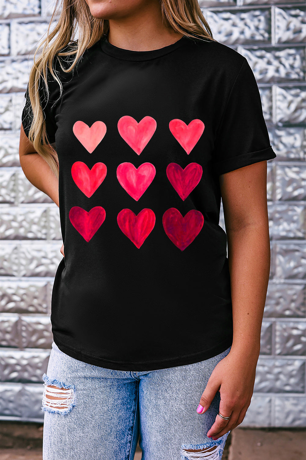 Black Valentine's Day Heart Graphic Tee Graphic Tees JT's Designer Fashion