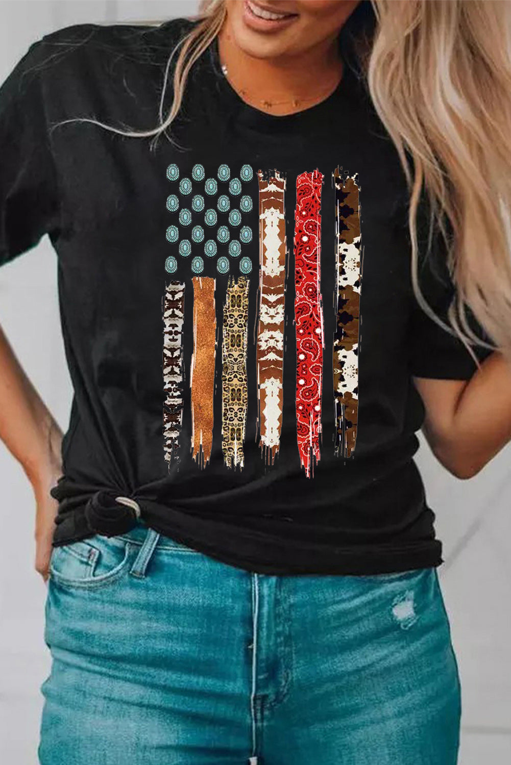 Black Western American Flag Graphic Tee Graphic Tees JT's Designer Fashion