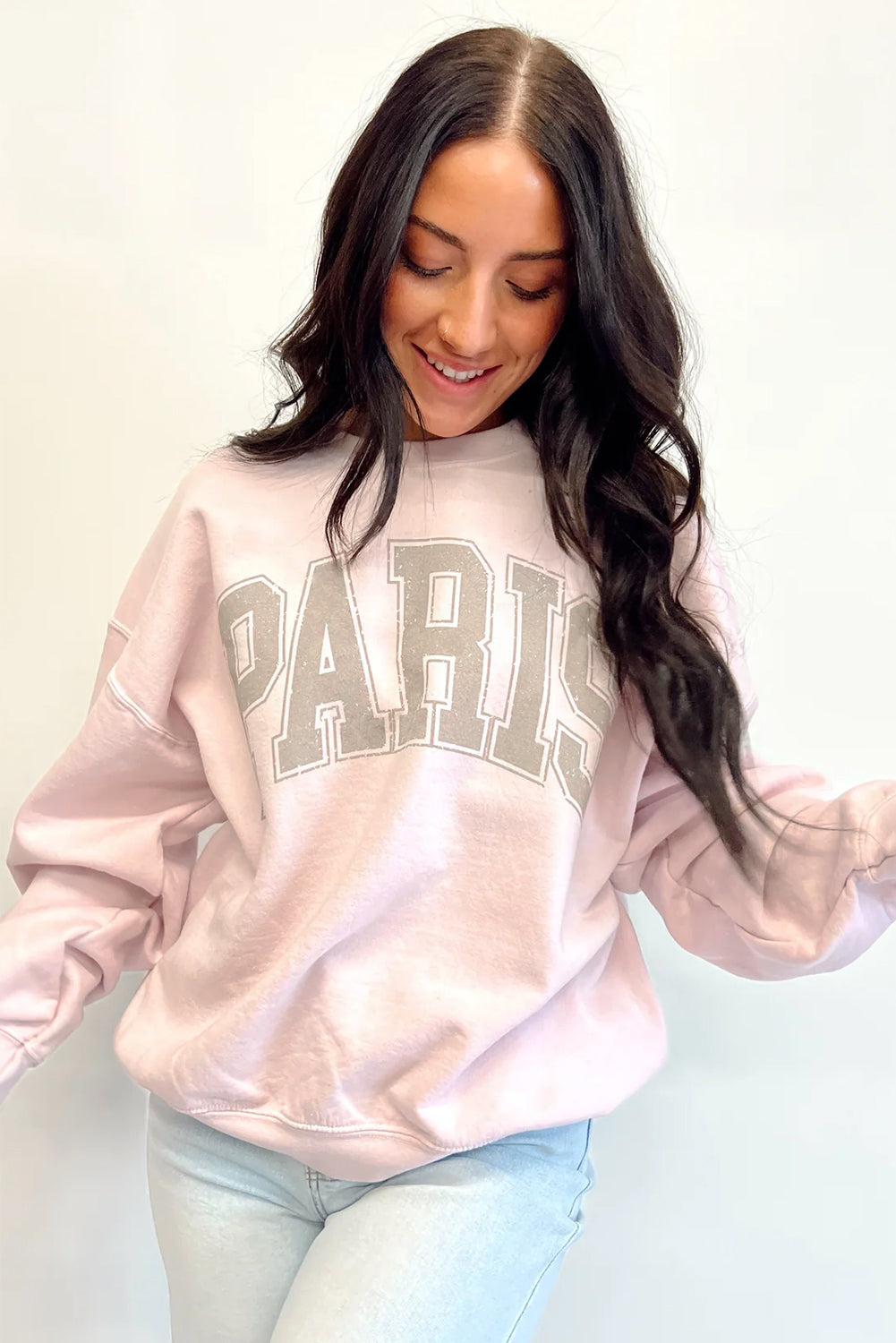 Pink PAIRS Graphic Oversized Sweatshirt Sweatshirts & Hoodies JT's Designer Fashion