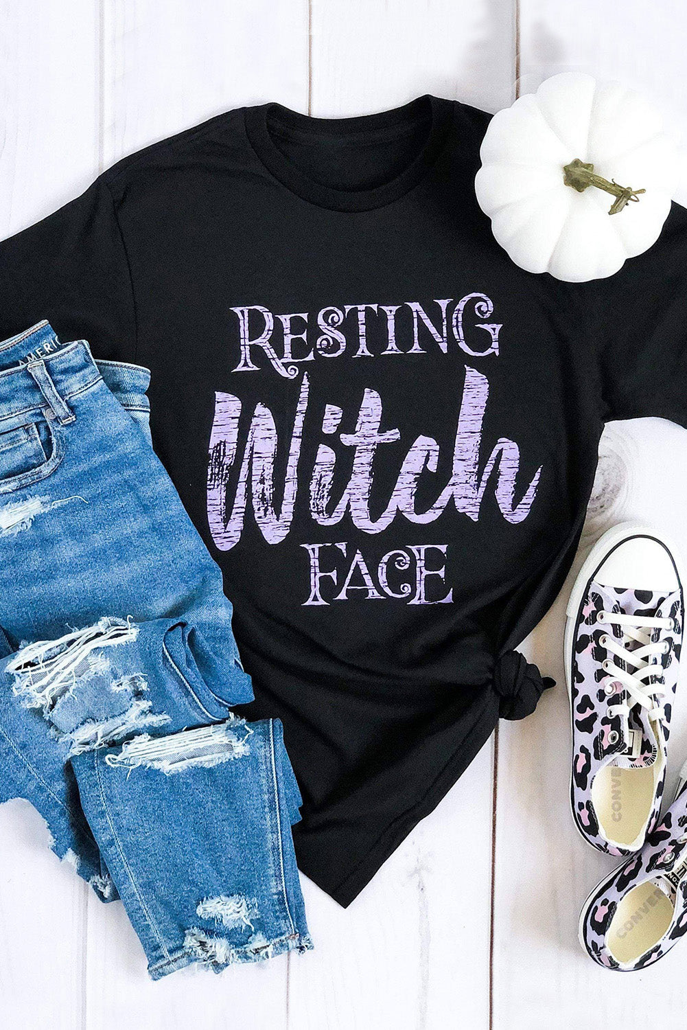 Black Resting Witch Face Graphic Tee Graphic Tees JT's Designer Fashion