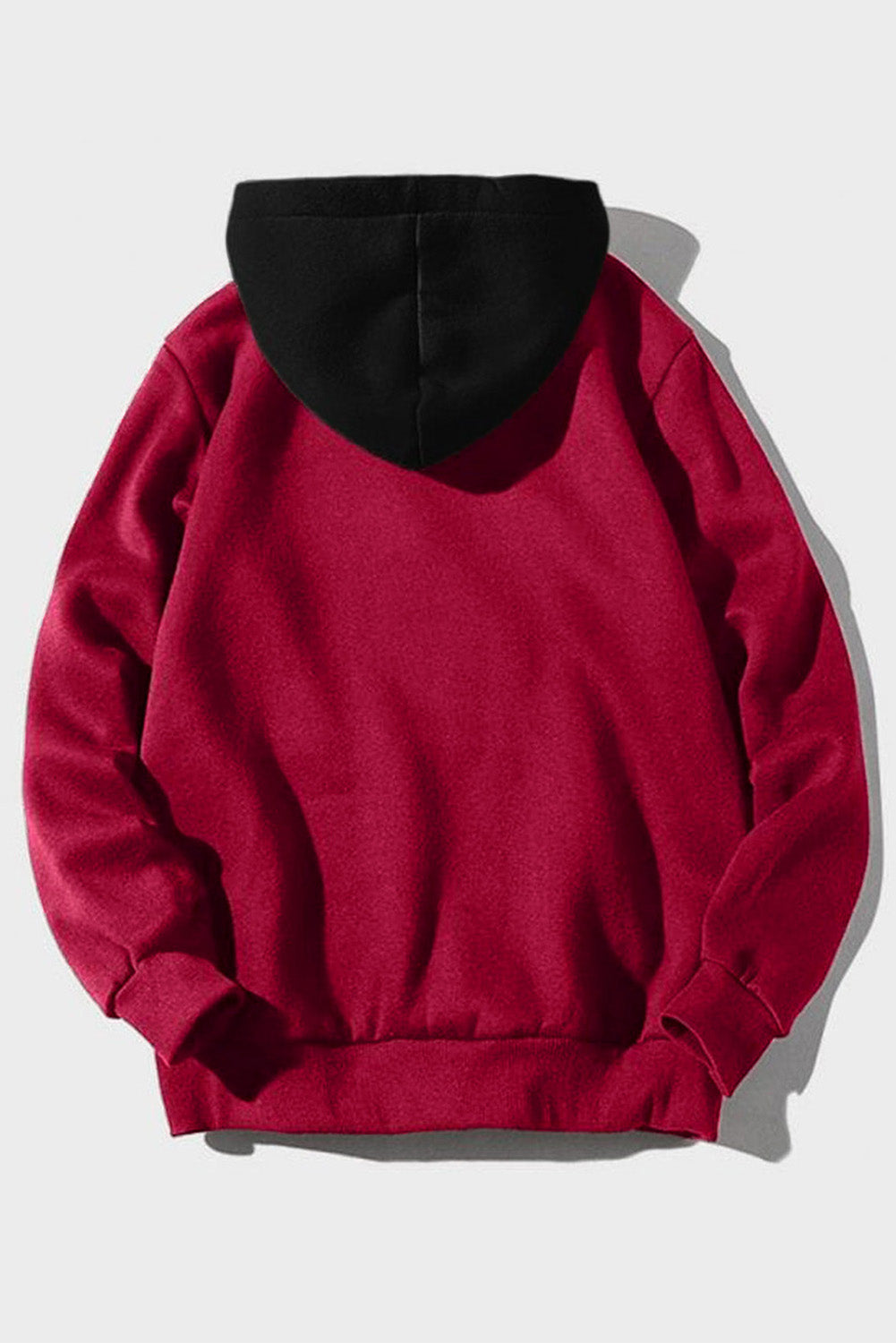 Fiery Red Men's Letter Print Pocketed Color Block Long Sleeve Hoodie Men's Tops JT's Designer Fashion