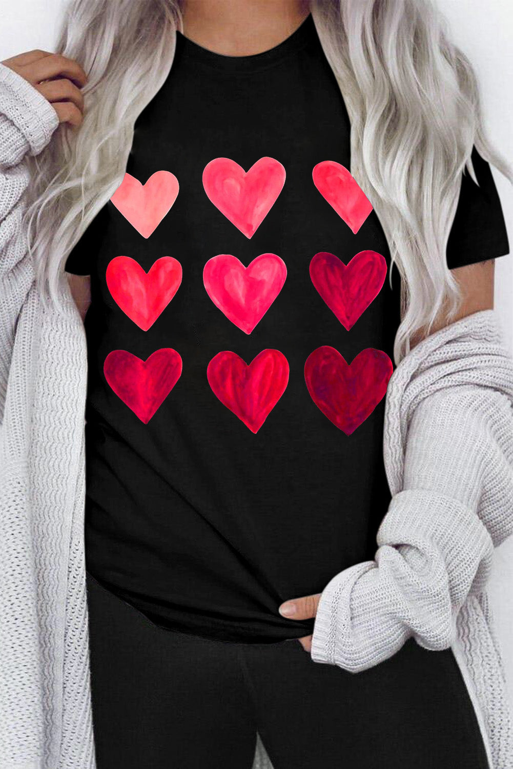 Black Valentine's Day Heart Graphic Tee Graphic Tees JT's Designer Fashion