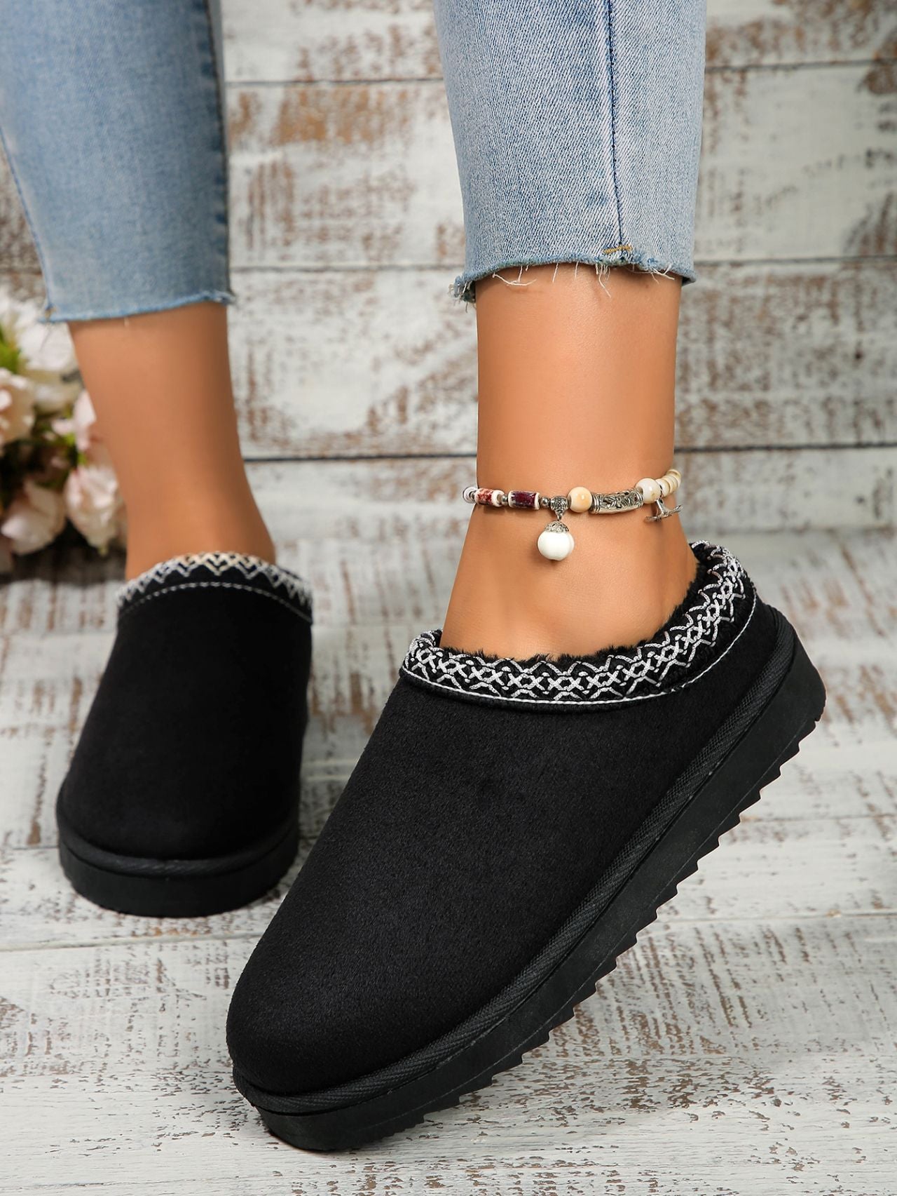 Round Toe Platform Slippers Black Slippers JT's Designer Fashion