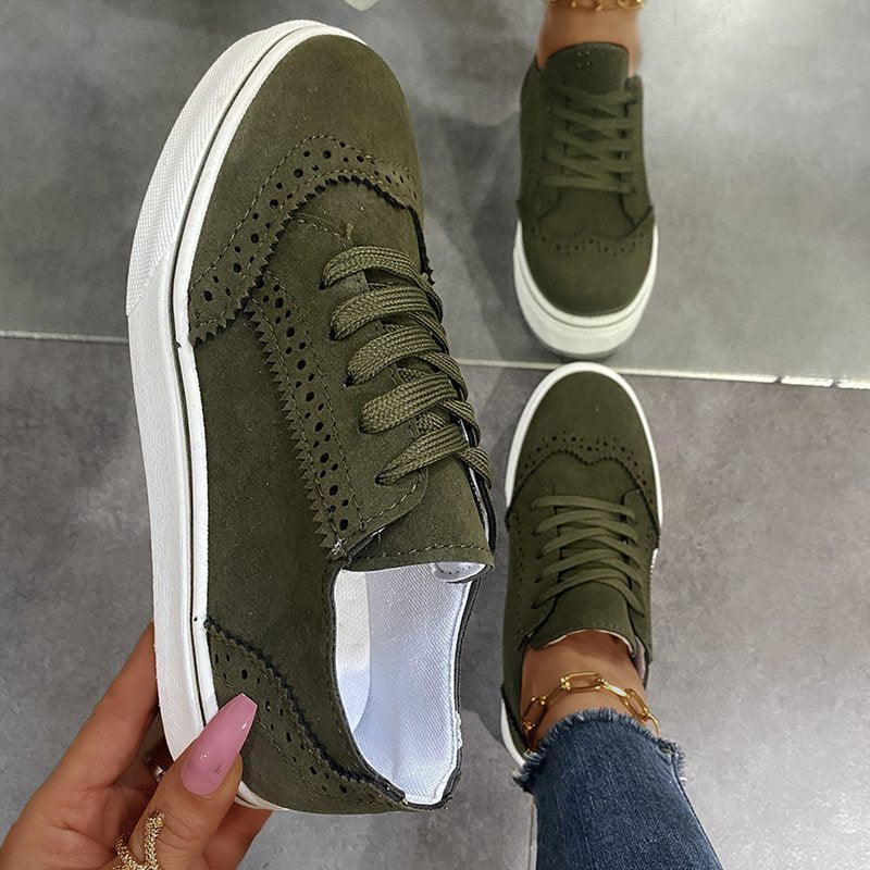 Suede Lace-Up Flat Sneakers Footwear JT's Designer Fashion