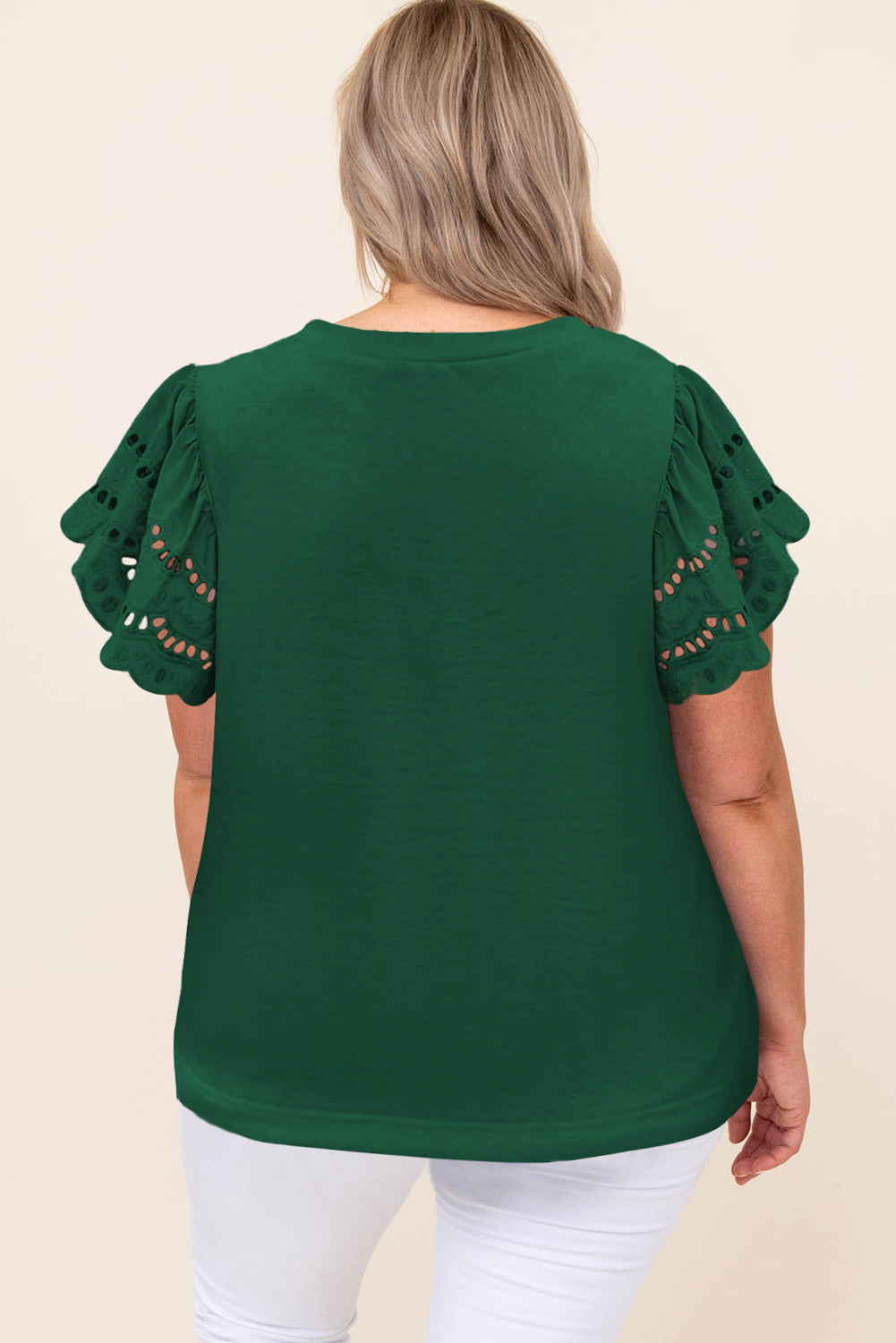 Green-2 Plus Size Flutter Sleeve Top Plus Size JT's Designer Fashion