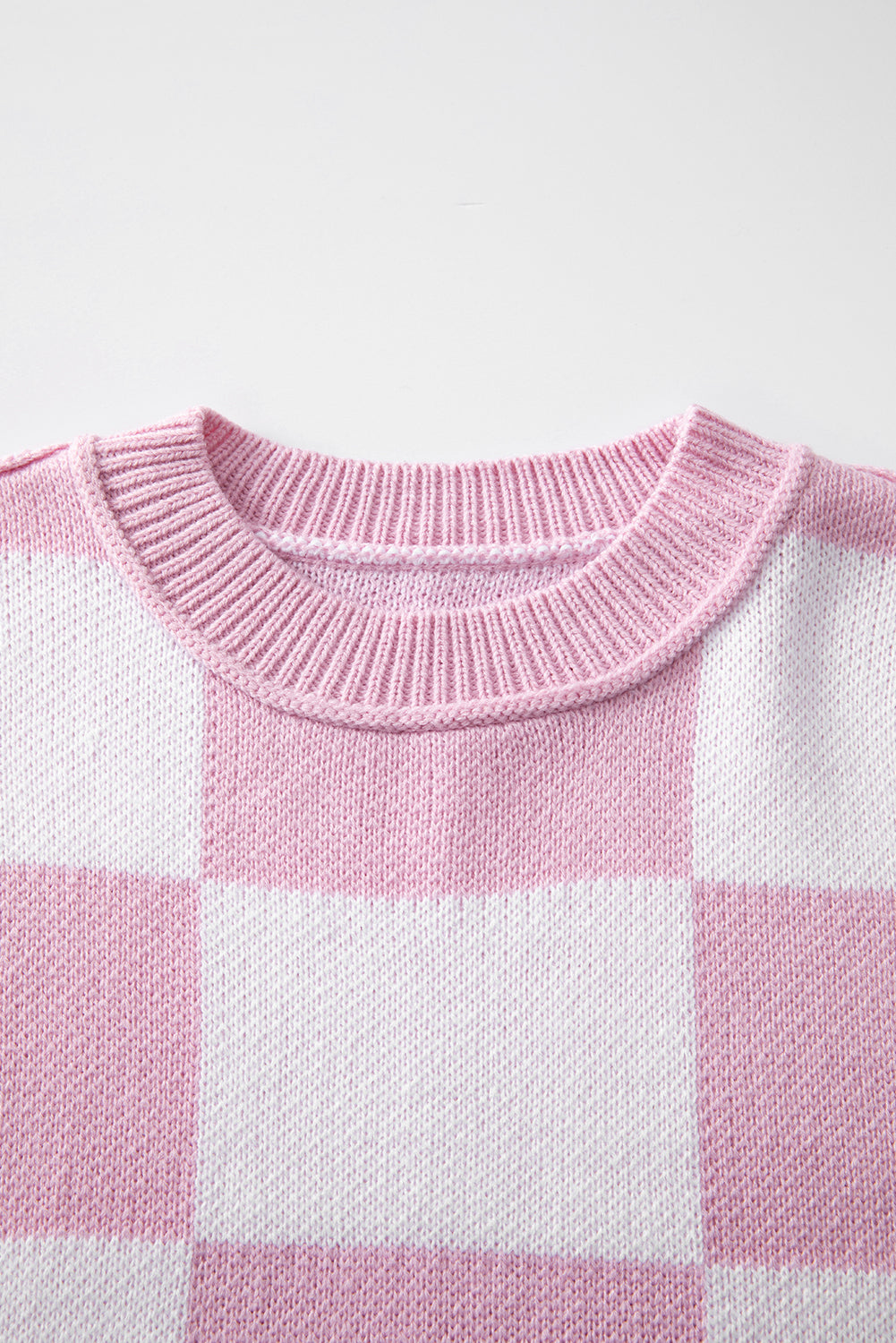 Pink Checkered Bishop Sleeve Sweater Sweaters & Cardigans JT's Designer Fashion