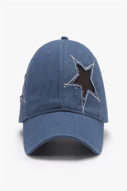 Adjustable Star Raw Hem Cap Medium One Size Hats & Caps JT's Designer Fashion