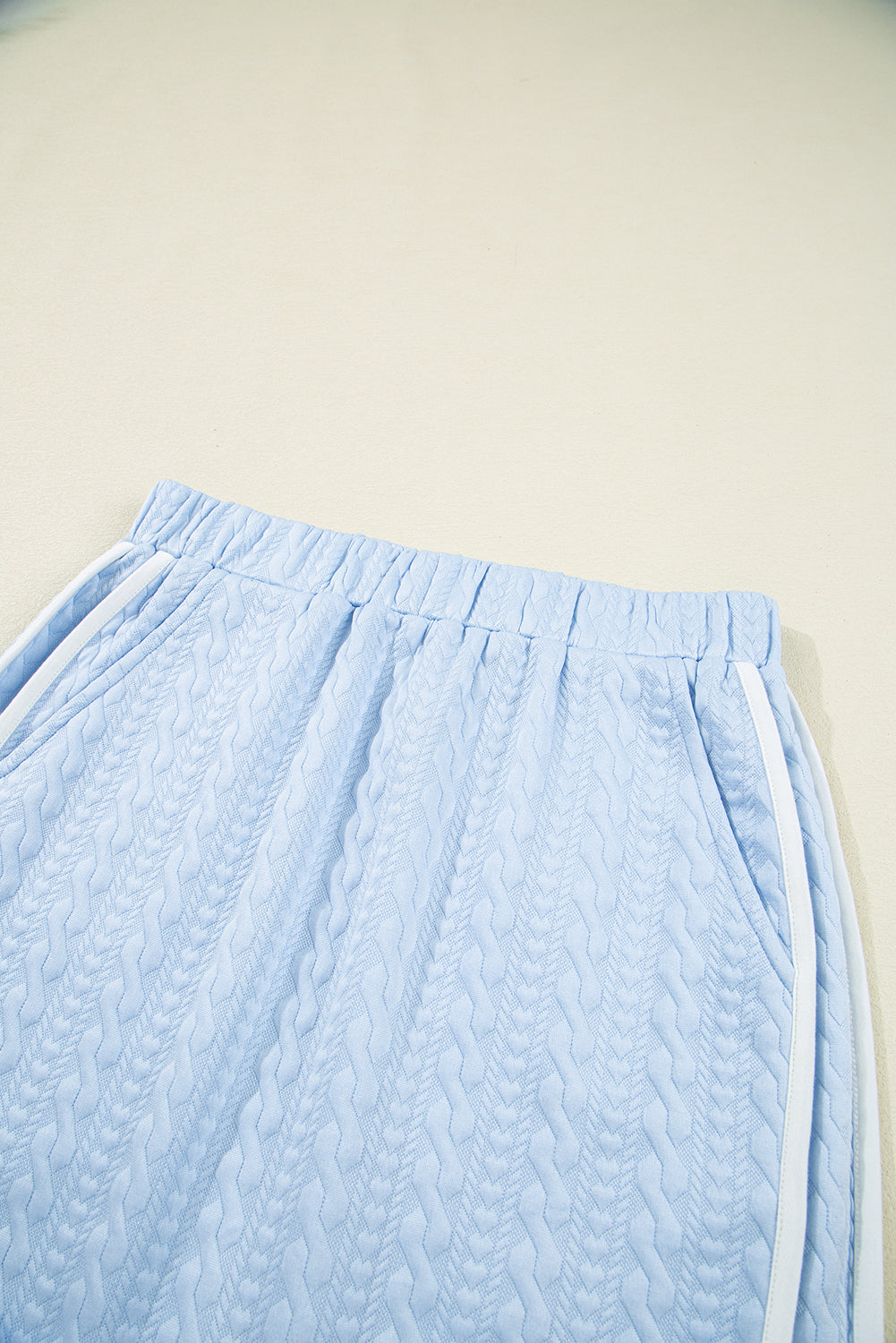 Beau Blue Contrast Trim Textured Crewneck Tee and Pocketed Skirt Set Two Piece Dresses JT's Designer Fashion