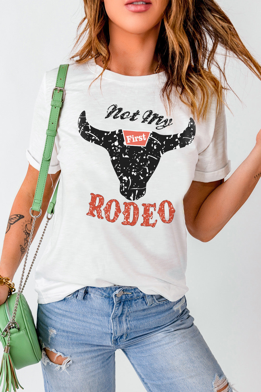 White Not My First Rodeo Graphic Tee Graphic Tees JT's Designer Fashion