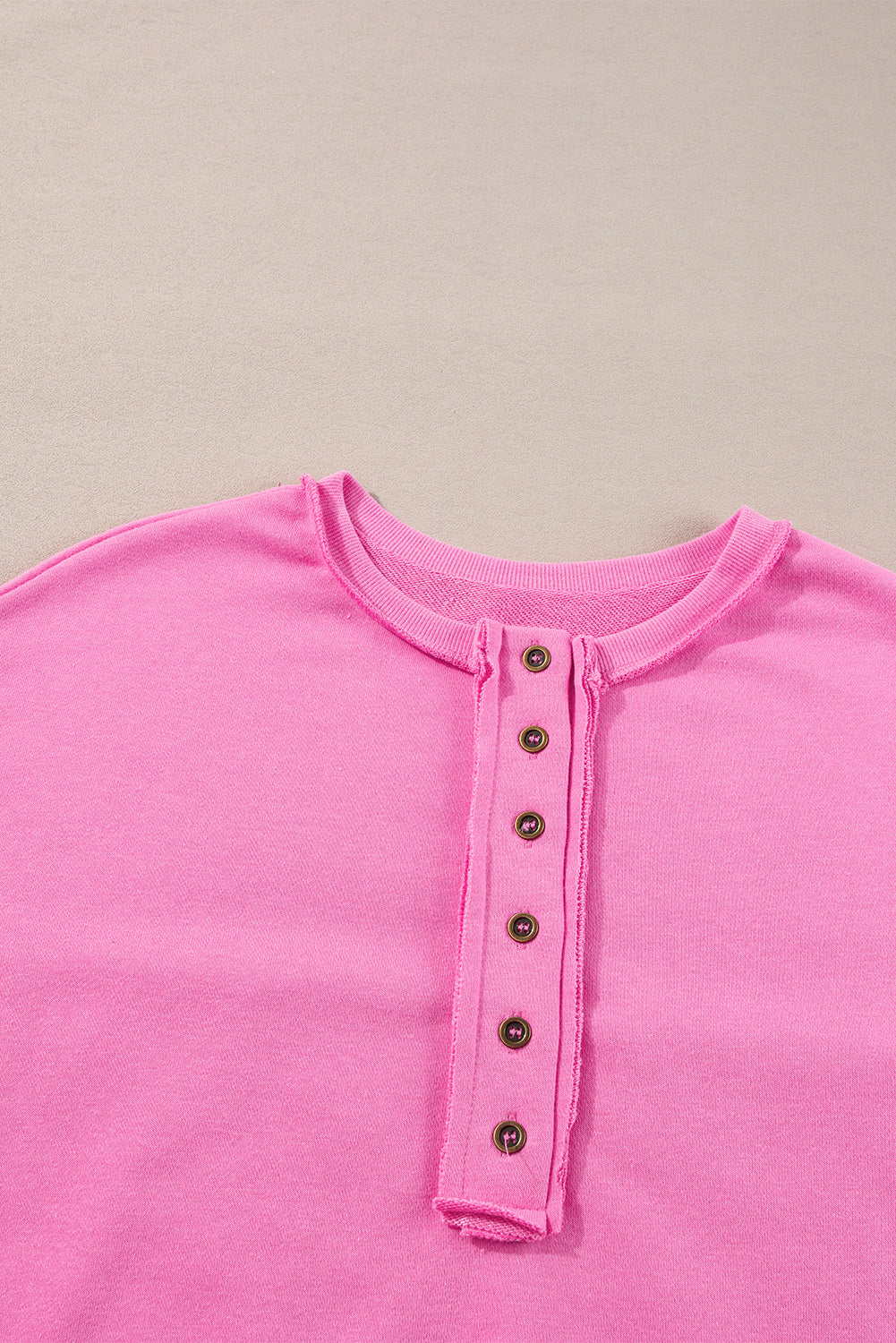 Bonbon Sequin Patchwork High Low Hem Henley Sweatshirt Sweatshirts & Hoodies JT's Designer Fashion