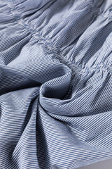 Sky Blue Stripe Bubble Sleeve Square Neck Ruched Pocketed Babydoll Dress Mini Dresses JT's Designer Fashion