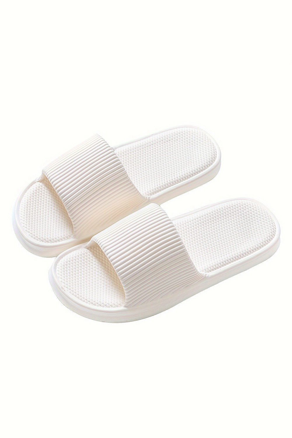 White Textured Thick Sole Soft EVA Home Slippers Slippers JT's Designer Fashion