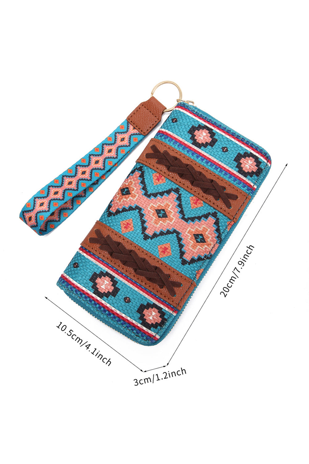 Ashleigh Blue Western Aztec Print PU Leather Wristlet Wallet Handbags JT's Designer Fashion