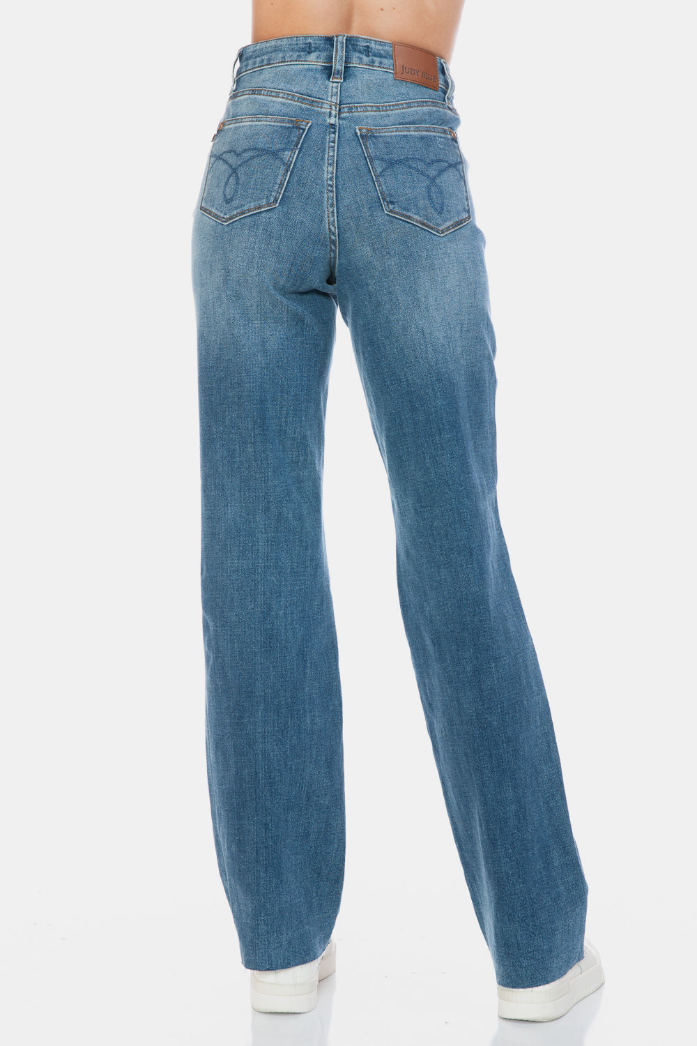 Judy Blue Full Size Tummy Control Cut Raw Hem Straight Jeans Jeans JT's Designer Fashion